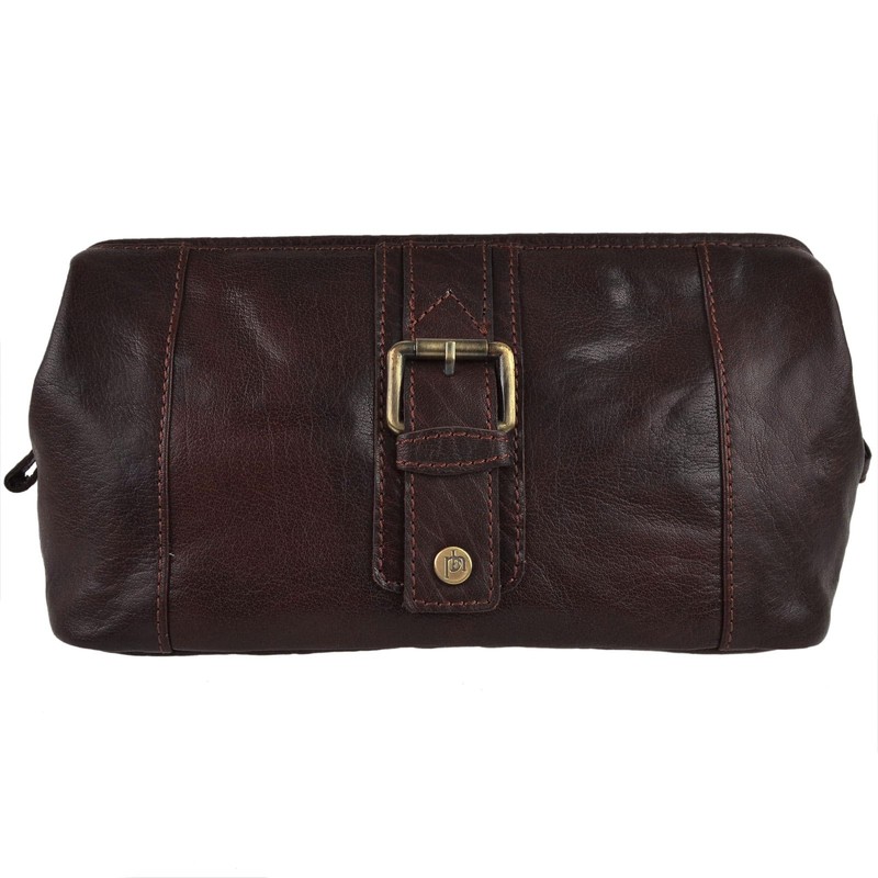 Mens Compact Buffalo Leather Top Framed Wash Bag by PrimeHide