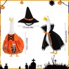 3Pcs Halloween Porch Goose Outfit Pumpkin Dress Witch Cape Hat