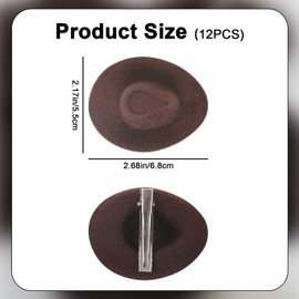 ASUNFO 12 Pcs Mini Cowboy Hat Hair Clips Western Cowgirl Hat Hair Barrettes Hair Accessories for Women Brown