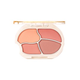 XIXI BOX 4色 チークパレット マット クリームチーク ピンク オレンジ ブラウン ウォータープルーフ 携帯用ミラー付き 長時間密着 メイク 立体感 #2粉紅オレンジ