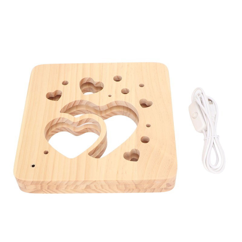 Wooden 3D LED Light Valentine's Day Hollow Hearts Shape Style