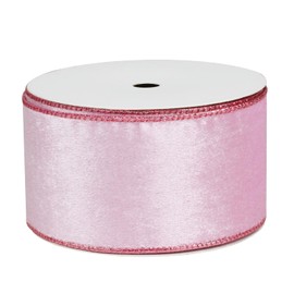 VEYLIN Pink Satin Ribbon 63mm, 9m(10 Yards) Double Sided Solid Colors Velvet Ribbon for Christmas Tree Decoration DIY Craft