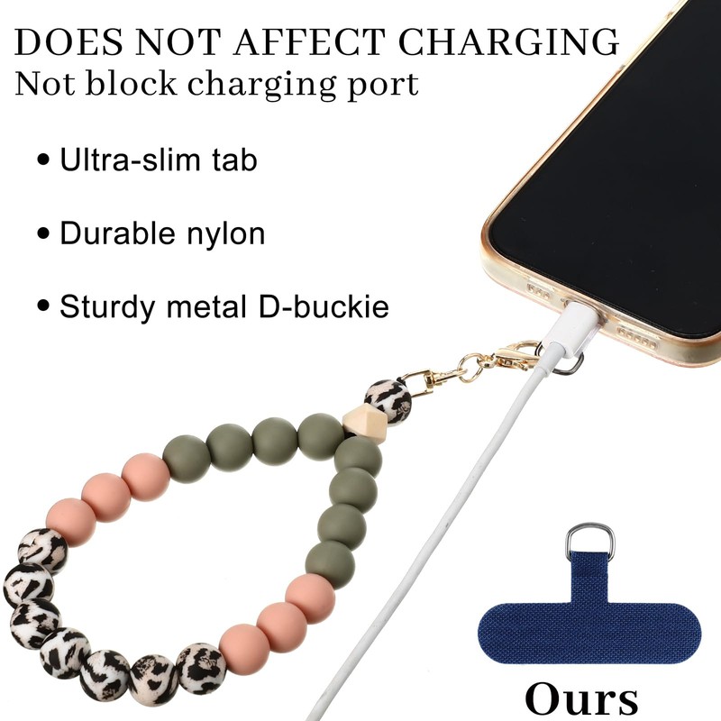 Landical 3 Pack Marble Silicone Beaded Phone Wrist Strap Cellphone