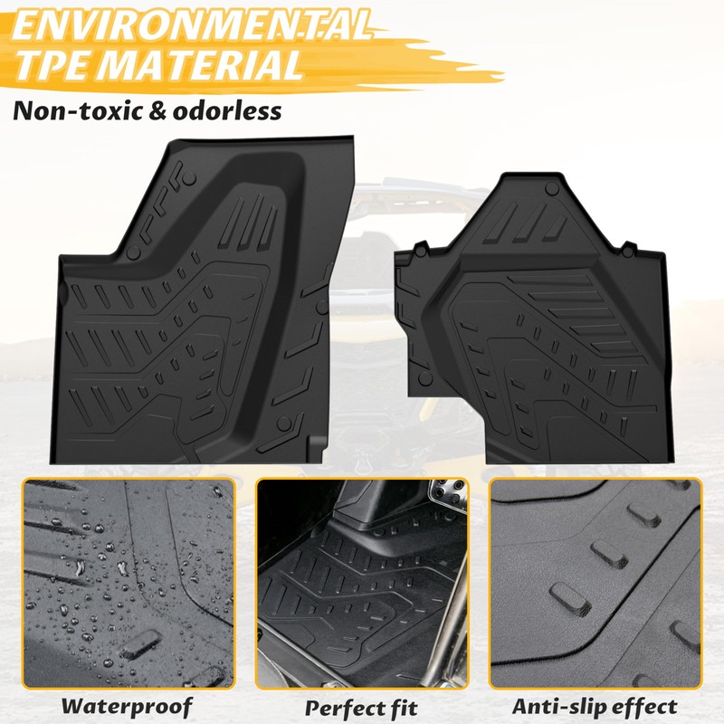 SAUTVS TPE Anti-Slip Floor Mats for Can-Am Maverick R, Front