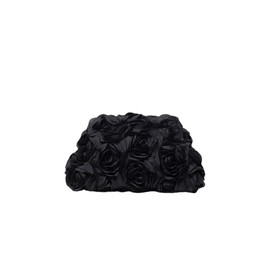 SOLY HUX Women's 3D Rosette Vintage Kiss Lock Handbags Mini Clutch Purse Elegant Evening Bags Black One Size