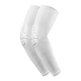 Pack of 2 Padded Arm Guards, White, Elbow Pads, Sports, Elbow Arm Protection, Basketball, Arm Warmers, Elbow Pad, Volleyball Arm Guards, Men's Handball Upper Arm Protectors for Softball, Cricket Football