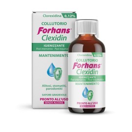 Forhans Clorexidina, Collutorio Clexidin 0,12%, Antisettico, Azione di Mantenimento per Infiammazioni o Infezioni del Cavo Orale Post Intervento, Senza Alcol, Sapore Gradevole, 200 ml