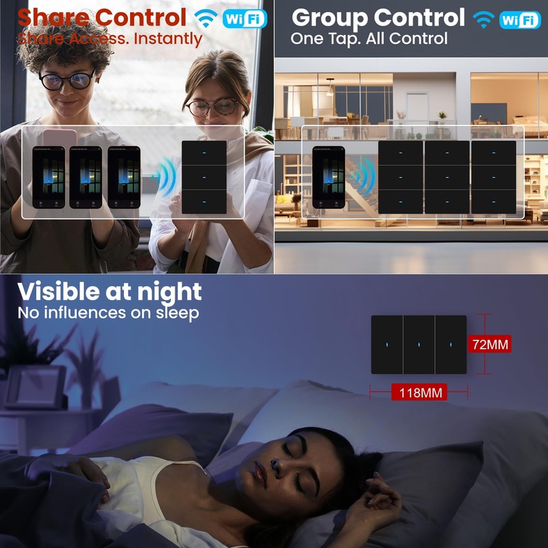LOUYSGEN Smart Light Switch Need Neutral Wire,FCC Certified,2.4GHz WiFi Push