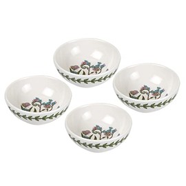 Portmeirion Botanic Garden 3.75" Small Low Bowl (Set of 4), Forget-Me-Not Motif - Fine Porcelain, Chip-Resistant - Dishwasher, Microwave, Freezer, Oven Safe - Made in England