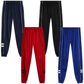 Quad Seven Boys' Sweatpants - Breathable Active Tricot Jogger Track Pants with Side Pockets - Sweatpants for Boys (4-18), Size 8-10, Navy/Royal Blue/Black/Red