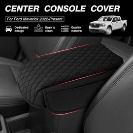 FIILINES Center Console Cover Compatible with Ford Maverick 2022 2023 2024 Armrest Cover Pad Cushion Maverick Accessories Armrest Cover Anti-Scratch Black