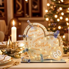 DIY 60th Birthday Man Woman Money Gifts Birthday 60 Gift 60th Birthday Man Money Gifts LED Wooden Sign Guest Book Birthday Decoration Creative Money Gift 18 40 50 60 70 DIY