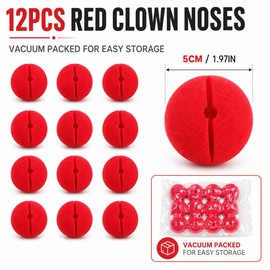 LEFZUR Pack of 12 Clown Noses Made of Soft Foam in Red and Blue, Funny Clown Nose for Children's Make-Up, Carnival, Circus Parties and Halloween Costumes, Reusable and Durable