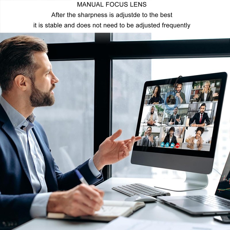 1080P Center Webcam for PC, Eye to Cam Middle Screen