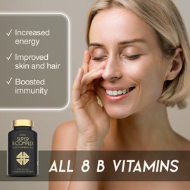 SuperSelf Vitamin B Complex High Strength - Slow Release Super B Complex 60 Tablets - Enriched with Vitamins D & C - Complete Vit B Supplement All 8 Vitamin B12, B6, Folic Acid, Biotin, B1, B2, B3, B5 - UK Made