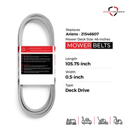 MightyRugged Husqvarna OEM Arians Replacement Belt (1/2x106 1/8) 21546607 Compatible with Ariens/AYP: 46inches Deck, 2007, Husqvarna: 2246LS, 2346XLS, YTH20K46, YTH2146XP and YTH2246