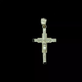 JEWELZWORLD 10K Yellow Gold Diamond Cut Jesus Crucifix Cross Charm Pendant Mens Women