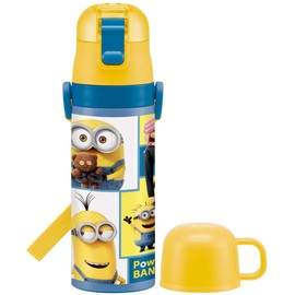 Skater SKDC4-A Children's Stainless Steel Water Bottle, 2-Way Direct Drinking, 16.5 fl oz (470 ml), Cup Drinking 15.2 fl oz (430 ml), Minions, Bob and Friends, Lightweight Type, For Boys, Hot and Cold