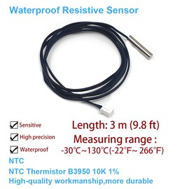 Binghe 10pcs NTC 10k temperature sensor, NTC 10k temperature sensor, 1 meter temperature sensor probe, NTC 10k thermistor temperature sensor with cable for temperature monitoring and control