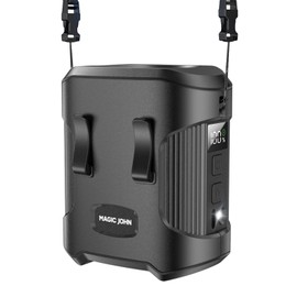 MAGIC JOHN Portable Waist Fan, Clip on Wearable Belt Personal Fan, 3 Speeds Rechargeable Hands-Free Hanging Neck Fan with 4000mAh Battery/Flashlight, for Camping, Outdoor，Black