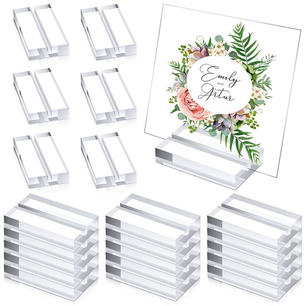 20 Pieces Acrylic Stands Clear Place Card Holders with Card Slot Table Display Wedding Sign Holders Stand for Numbers Photos Office Menu Meeting