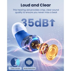 CUEME Hearing Aids - OTC Rechargeable Hearing Aids for Seniors, Clear Sound, Up to 48 Hours of Battery Life, 3 Sizes of Earbuds, Portable Charging Case Included, Automatic On/Off