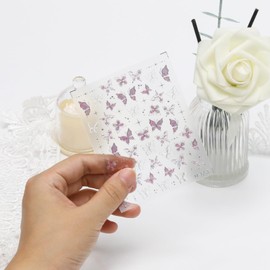 YUYUDEHM Butterfly Nail Stickers for Nail Art 5D Embossed Nail Decals Self Adhesive Stickers for Nails Decoration (Pink)