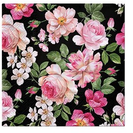 20 Napkins Dark Elegance of Roses | Flowers | Table Decoration 33 x 33 cm