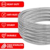 VIVBOO 40ft Clothes Line Outdoors 3/16" Wire Ropes Silver PVC