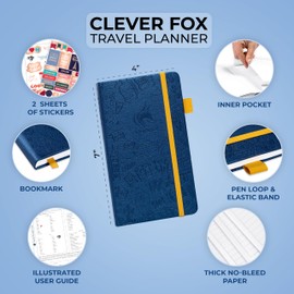 Clever Fox Travel Journal Pocket – Vacation & Road Trip Itinerary Planner Organizer & Traveling Memory Diary – Small Traveler Notebook (Mystic Blue)