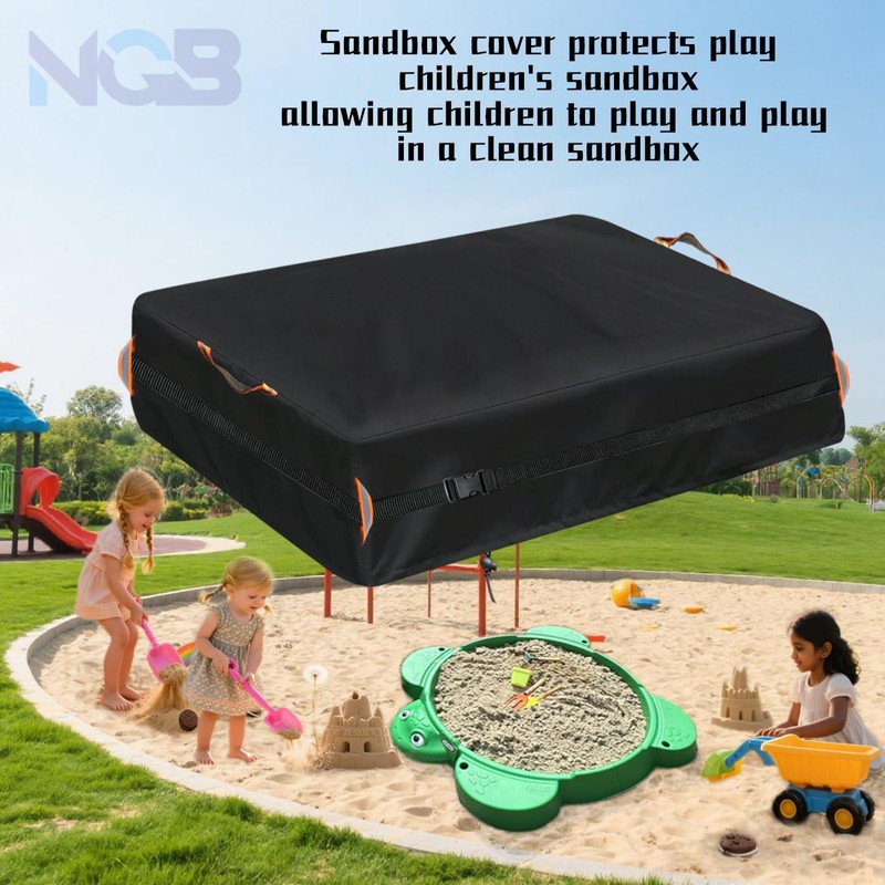 Outdoor Sandbox Cover, Square Kids Sand Box Covers Waterproof and