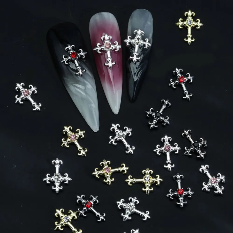 3d Cross Nail Art Zircon Embedded Retro Alloy Rhinestones Color