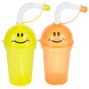 The Dreidel Company Happy Face Sipper Cups, Colorful Plastic Straw