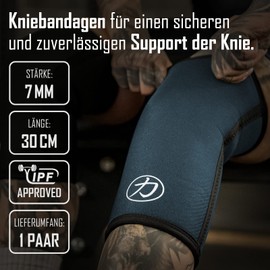 Strength Shop 7 mm Neoprene Knee Support for Men and Women, 1 Pair (S), Colour: Grey, Extremely Tear-Resistant & Durable IPF Competition Knee Sleeves, Ideal for Powerlifting, Weight Sports etc.