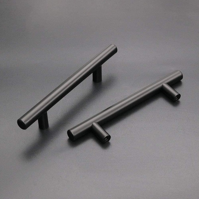 LONTAN 4 Pack Black Cupboard Handles - 128mm Stainless Steel