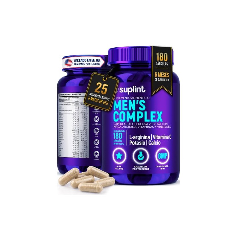Vitaminas Hombre Multivitamínico Maca Negra Arginina Complejo Zinc Magnesio Potasio