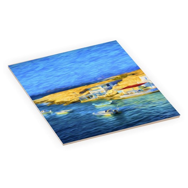 Artistic View of Fishing Design - 4 Inch Square Decorative