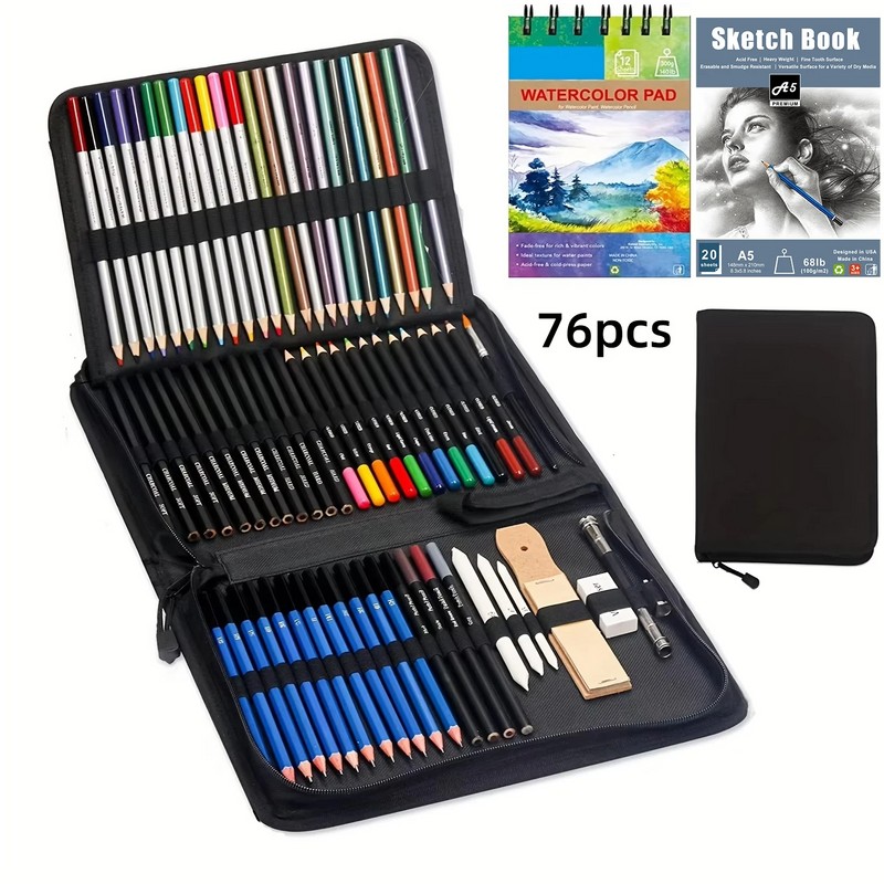 54-Piece Drawing and Sketching Kit for Artists – Complete Pencil