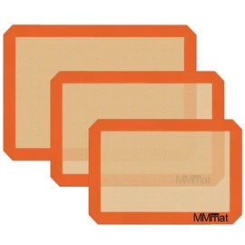MMmat Silicone Baking Mat - Best German Silicone - Non Slip Silicone Baking Sheet, Non Stick Reusable Silicone Mats for Baking, Oven Liner, Counter Mat - Half + Medium + Quarter Baking Sheets Set