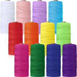 Wesnoy 12 Rolls Macrame Cord, 3 mm x 1308 Yards Natural Cotton Twine, Colored Macrame String, Colorful Cotton Rope for DIY Crafts Knitting, Artworks, Wall Hanging, Plant Hangers (Bright Color)