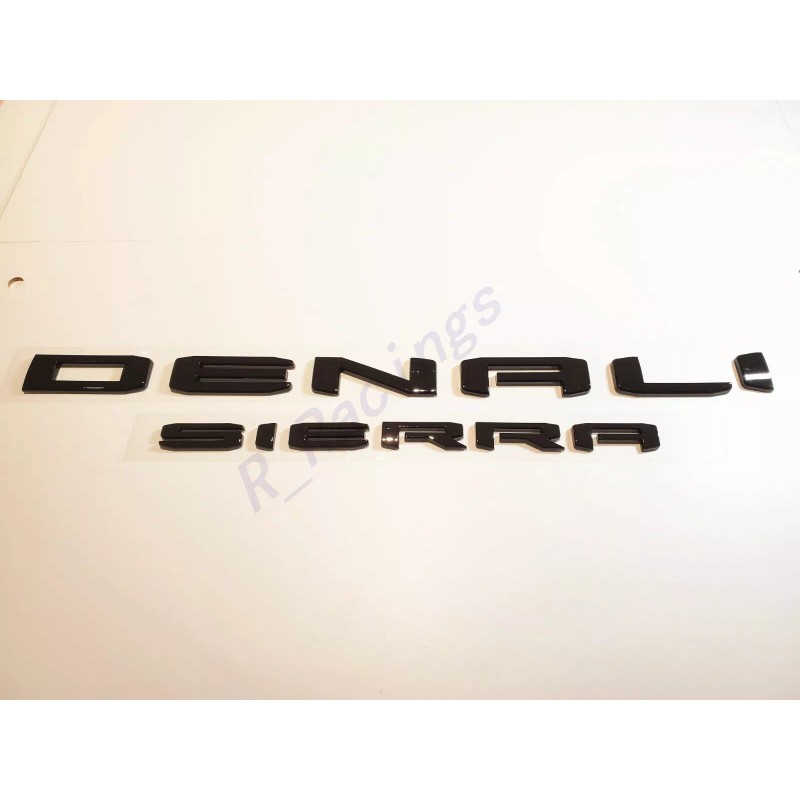 GMC 2PCS Gloss Black DENALI Sierra Emblems Letters Fit GMC
