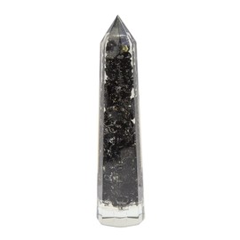 Beautiful Natural Gems in Resin Obelisk Free Standing Tower/8 Facet Point, Charged Chakra Reiki Metaphysical Crystal therapy with Beverly Oak's Certificate of Authenticity (Black Tourmaline)