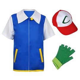 Laahoem Unisex Trainer Hoodie Anime Cosplay Costumes Jacket Gloves Hat Set Blue XXL