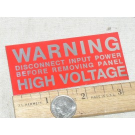 SCOTCH WARNING HIGH VOLTAGE DISCONNECT POWER BEFORE REMOVING PEEL STICK SIGN PLACARD