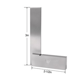 PEC Tools Machinist Square Precision Engineer Wide Seat Square 90 Right Angle Ground Hardened Steel Angle Ruler 3 x 2-1/2 Inch, Suitable for Woodworking and Precision Layout Work