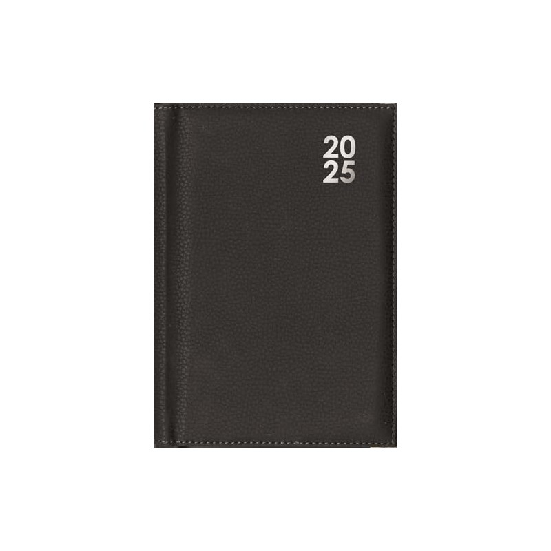2025 Black A5 Hardcover Diary Soft Faux Leather Week to