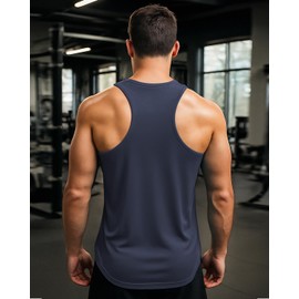 AIMPACT Mens Workout Tank Tops Dry Fit Gym Sleeveless Y-Back Muscle Fitness Bodybuilding Tank Shirts Navy,XL