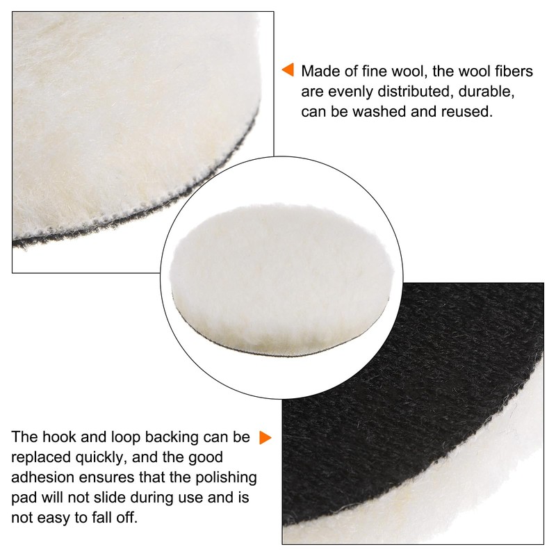 sourcing map 3pcs Wool Buffing Pads, 6 inch Polishing Pad