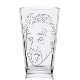 ALBERT EINSTEIN Engraved Pint Glass | Great Gift for Geeks, Nerds, Teachers and Students | Unique STEM and History Beer Decor