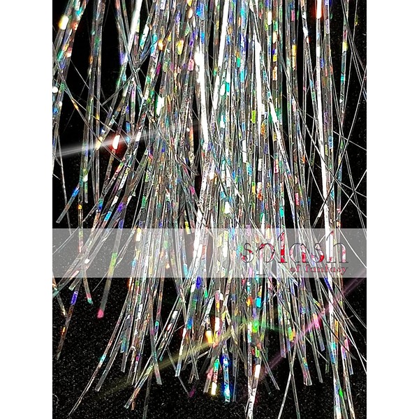 20" Hair Tinsel 250 Strands Seven Colors (Sparkling Silver, Purple, Rainbow, Hot Pink, Gold, White Gold, Blue)